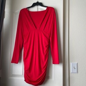 Sexy Red Long Sleeve Dress